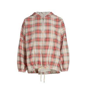 The GREAT. The Field Guide Long Sleeve Pullover Hoodie In Redding Plaid